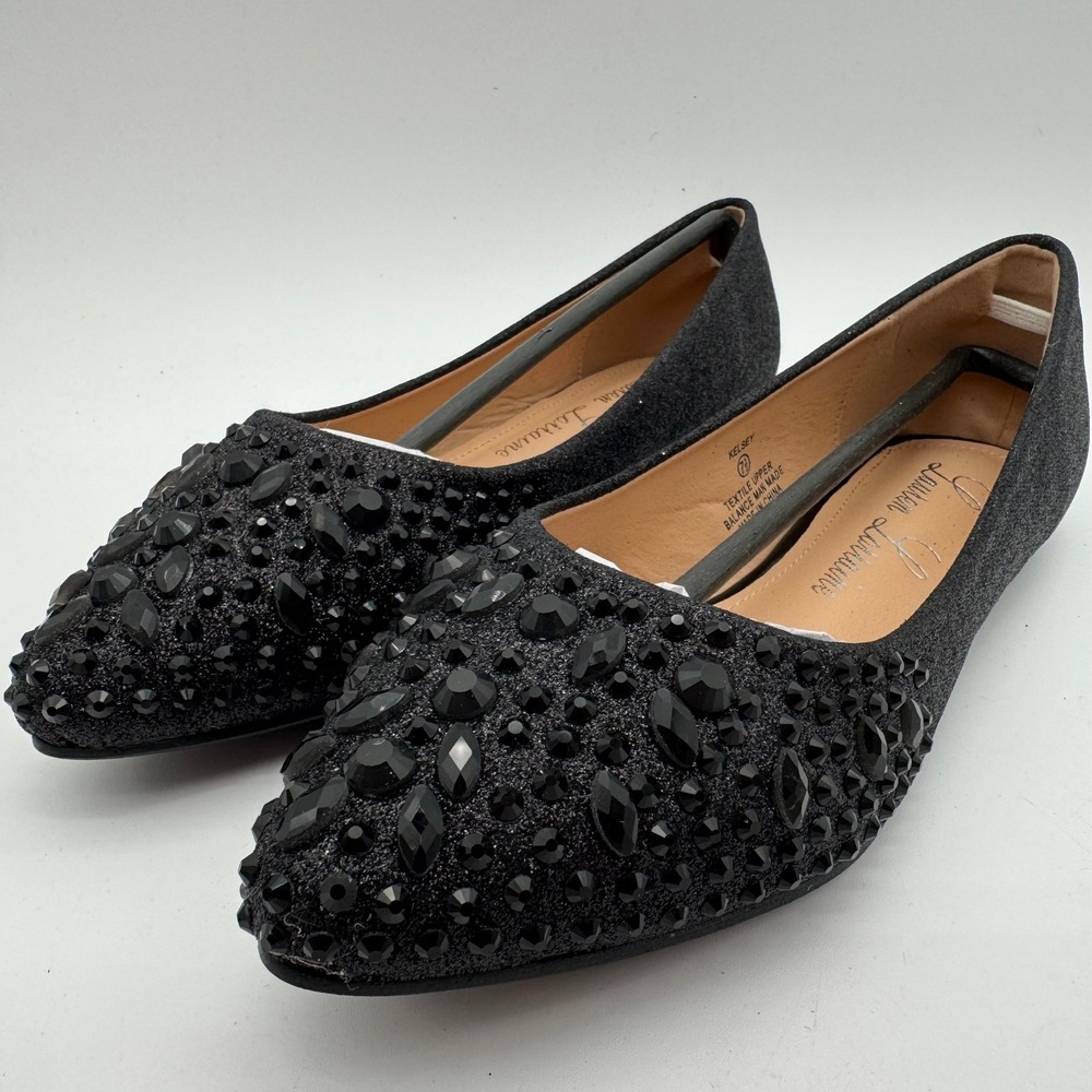 Lauren Lorraine Kelsey Womens Ballet Flats Black Beaded Shoes Size 7.5 New